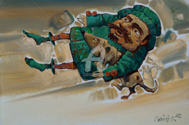 Pittura intitolato "Три минуты, полёт н…" da Konstantin Kansky (Kanskyart), Opera d'arte originale, Olio Montato su Telaio p…