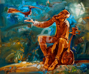 Pittura intitolato "Music near you" da Konstantin Kansky (Kanskyart), Opera d'arte originale, Olio Montato su Telaio per bar…