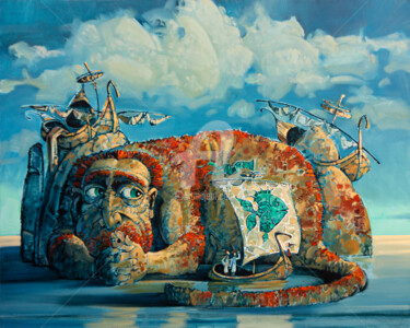 Картина под названием "Потревоженная леген…" - Konstantin Kansky (Kanskyart), Подлинное произведение искусства, Масло