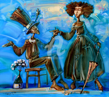 Pittura intitolato "Предложение" da Konstantin Kansky (Kanskyart), Opera d'arte originale, Olio Montato su Telaio per barell…
