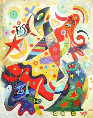 Pintura intitulada "The Kiss" por Kaola Oty, Obras de arte originais, Acrílico