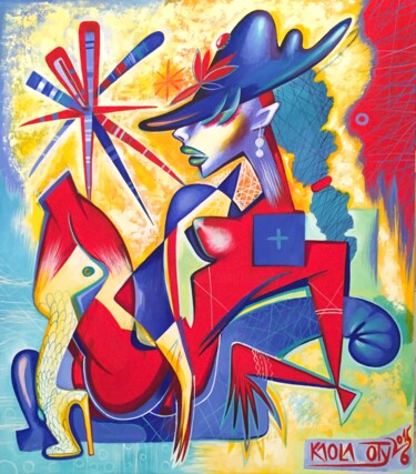 Pintura titulada "bluehat" por Kaola Oty, Obra de arte original, Acrílico