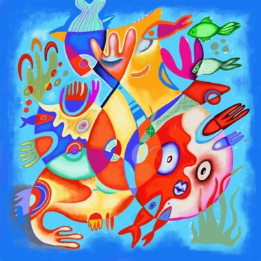 绘画 标题为“Seascape” 由Kaola Oty, 原创艺术品, 丙烯 安装在木板上