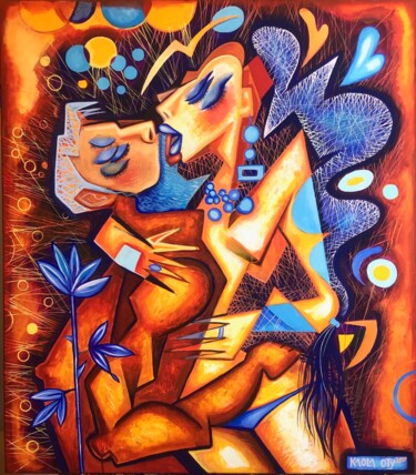 Painting titled "“The Blue Rose “ (…" by Kaola Oty, Original Artwork, Acrylic