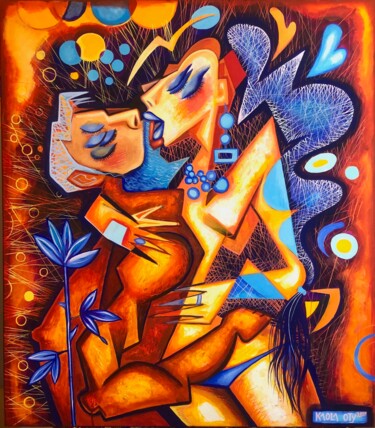 Painting titled "The Blue Rose ( me…" by Kaola Oty, Original Artwork, Acrylic