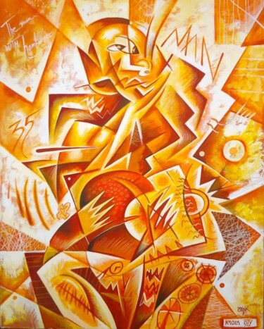 Картина под названием "Man with hamburger" - Kaola Oty, Подлинное произведение искусства, Акрил