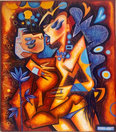 Peinture intitulée "Lovers" par Kaola Oty, Œuvre d'art originale, Acrylique