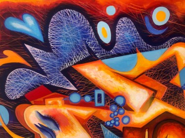 Peinture intitulée "Crop of Blue Rose (…" par Kaola Oty, Œuvre d'art originale, Acrylique