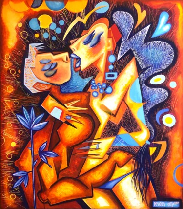 Malerei mit dem Titel "The Blue Rose ( me…" von Kaola Oty, Original-Kunstwerk, Acryl