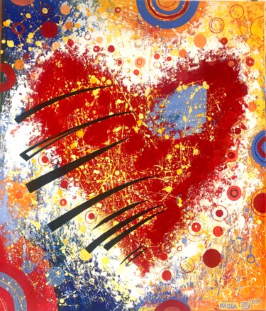 Pittura intitolato "The Heart" da Kaola Oty, Opera d'arte originale, Acrilico