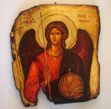 Painting titled "Bizantine icon" by Kaola Oty, Original Artwork, Acrylic