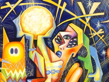 Картина под названием "Crop of the Moonn i…" - Kaola Oty, Подлинное произведение искусства, Акрил