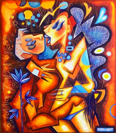 Pintura intitulada "THE BLUE ROSE Lover…" por Kaola Oty, Obras de arte originais, Acrílico