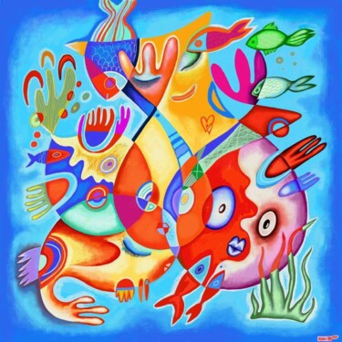 Painting titled "OceanSeascape" by Kaola Oty, Original Artwork, Acrylic