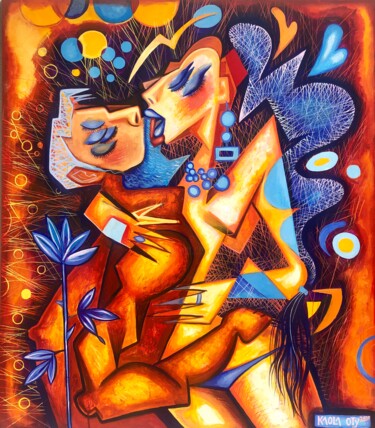 Peinture intitulée "Deep tongue kiss" par Kaola Oty, Œuvre d'art originale, Acrylique