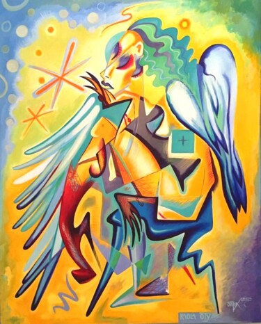 Painting titled "Angel with a broken…" by Kaola Oty, Original Artwork, Acrylic