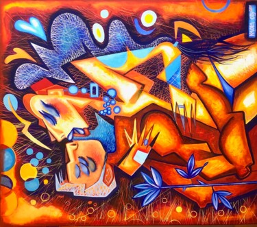 Pintura intitulada "Sweet kiss ( LOVERS…" por Kaola Oty, Obras de arte originais, Acrílico