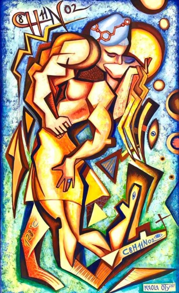 Painting titled "Dopamine deep kiss" by Kaola Oty, Original Artwork, Acrylic