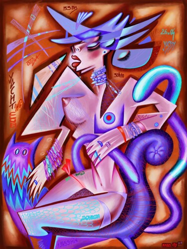 Digital Arts titled "Lady Violett" by Kaola Oty, Original Artwork, 2D Digital Work