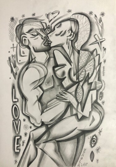 Dessin intitulée "Love in december" par Kaola Oty, Œuvre d'art originale, Crayon