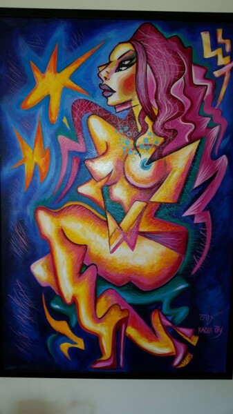 Painting titled "Pink sexy Moon" by Kaola Oty, Original Artwork, Acrylic