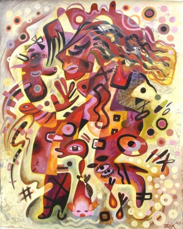 Картина под названием "Passiflora" - Kaola Oty, Подлинное произведение искусства, Масло