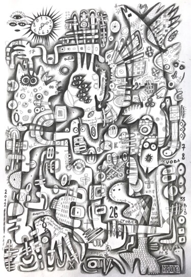 Dessin intitulée "The dream of a feve…" par Kaola Oty, Œuvre d'art originale, Crayon