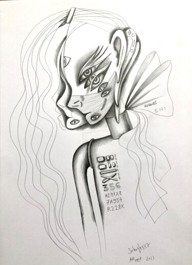Dessin intitulée "INDIGO CHILD" par Kaola Oty, Œuvre d'art originale, Crayon