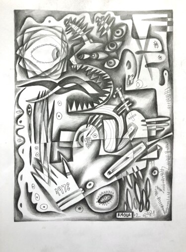 Dessin intitulée "The Demon from you" par Kaola Oty, Œuvre d'art originale, Crayon