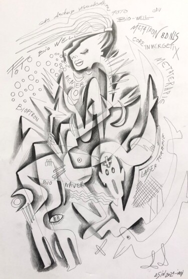 Zeichnungen mit dem Titel "Metatron" von Kaola Oty, Original-Kunstwerk, Bleistift
