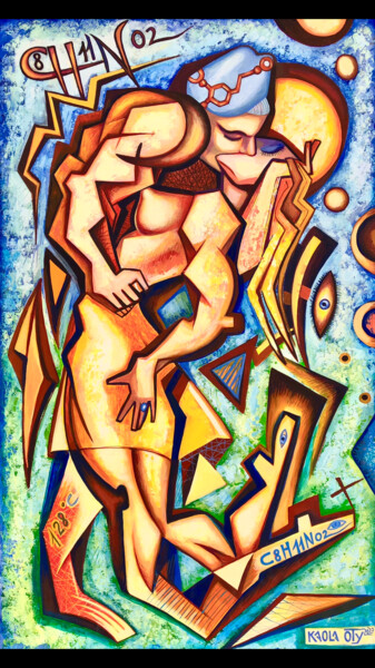 Malarstwo zatytułowany „Dopamine kisss” autorstwa Kaola Oty, Oryginalna praca, Akryl