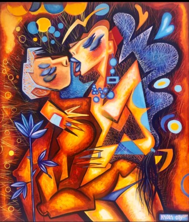 Painting titled "Soft kiss, my love" by Kaola Oty, Original Artwork, Acrylic