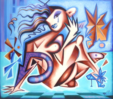 Картина под названием "The blue Ocean's me…" - Kaola Oty, Подлинное произведение искусства, Акрил