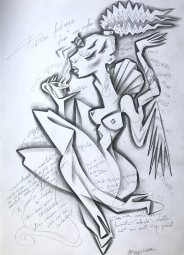 Desenho intitulada "Positive feelings f…" por Kaola Oty, Obras de arte originais, Lápis