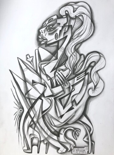 Desenho intitulada "Protecting my heart…" por Kaola Oty, Obras de arte originais, Lápis
