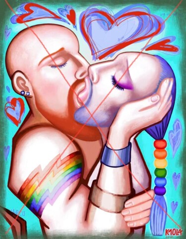 Obrazy i ryciny zatytułowany „I love you my bby” autorstwa Kaola Oty, Oryginalna praca, Malarstwo cyfrowe
