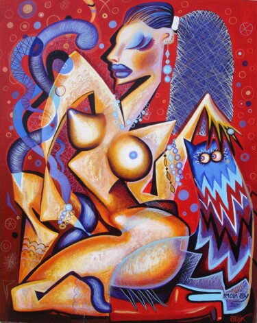 Malerei mit dem Titel "Simona X" von Kaola Oty, Original-Kunstwerk, Acryl