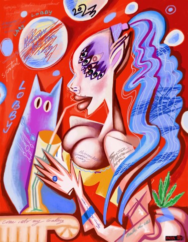 Digitale Kunst mit dem Titel "Sexy Lady Lobby div…" von Kaola Oty, Original-Kunstwerk, Acryl