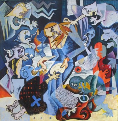 Картина под названием "” The Last Supper ”" - Kaola Oty, Подлинное произведение искусства, Масло