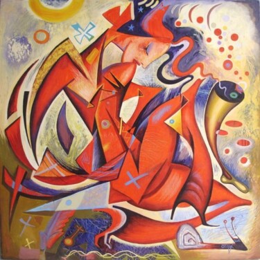 Ζωγραφική με τίτλο "” La donna rossa”" από Kaola Oty, Αυθεντικά έργα τέχνης, Λάδι