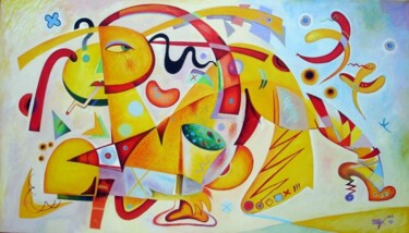 Peinture intitulée "Woman with beer an…" par Kaola Oty, Œuvre d'art originale, Huile