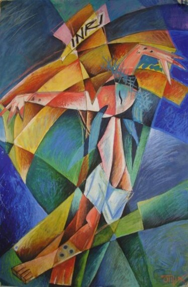 Peinture intitulée "Jesus on the cross" par Kaola Oty, Œuvre d'art originale, Huile