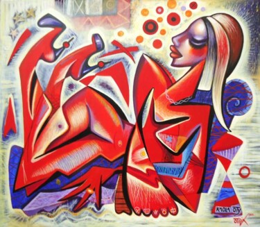 Peinture intitulée "~Lady on sofa~" par Kaola Oty, Œuvre d'art originale, Huile