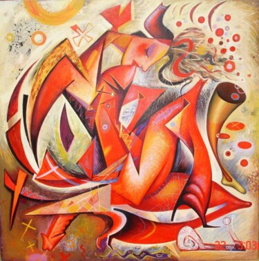 Peinture intitulée "Red woman" par Kaola Oty, Œuvre d'art originale, Huile