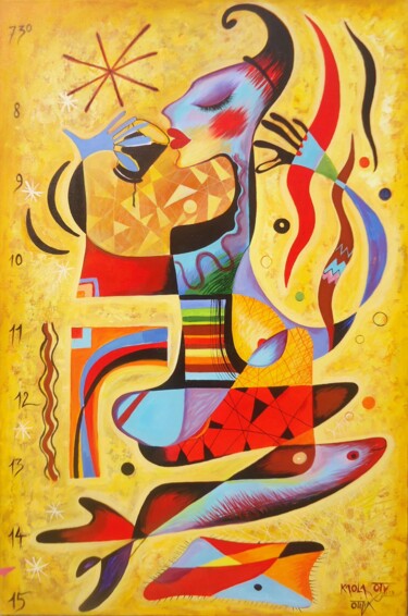 Pittura intitolato "The coffee" da Kaola Oty, Opera d'arte originale, Acrilico