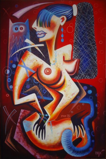 Painting titled "Nude" by Kaola Oty, Original Artwork, Acrylic