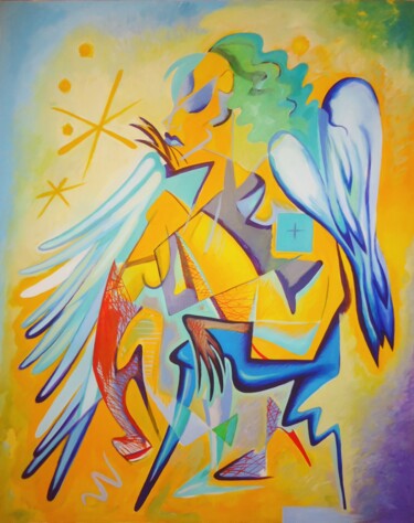 Painting titled "The Angel" by Kaola Oty, Original Artwork, Acrylic