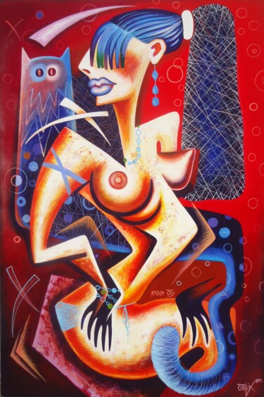 Pittura intitolato "Cubist Nude" da Kaola Oty, Opera d'arte originale, Acrilico