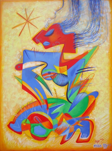 Peinture intitulée "SKY CONNECTION" par Kaola Oty, Œuvre d'art originale, Acrylique