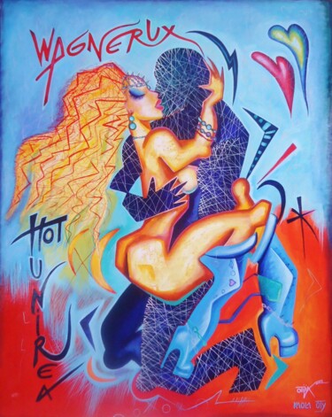 Painting titled "Hot Couple" by Kaola Oty, Original Artwork, Acrylic